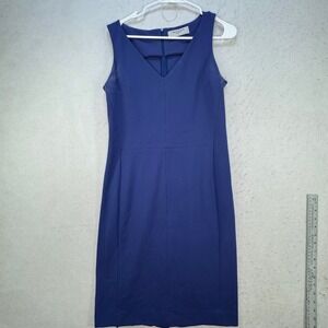 MM.LaFleur Sheath Dress Womens 8 Blue Sleeveless V-Neck Professional Career